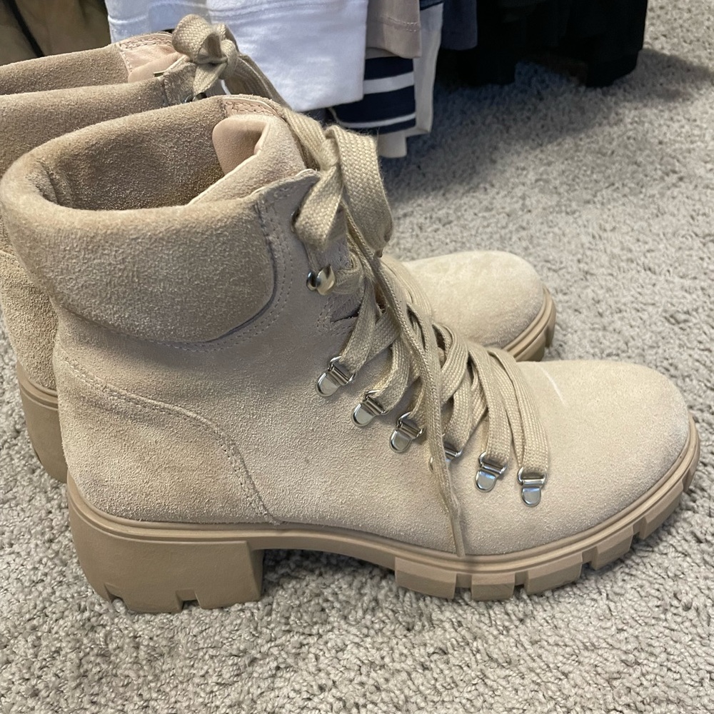 Beige combat boots